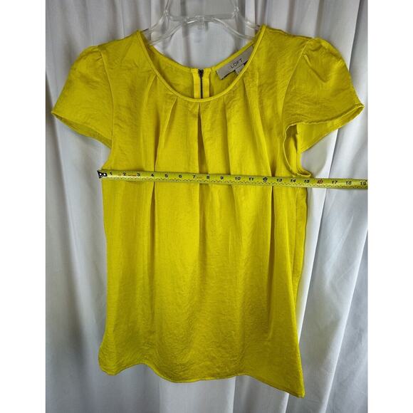 Ann Taylor LOFT Textured Cap Sleeves Blouse, Canary Yellow, Sz: S, 58-18 - Picture 3 of 16